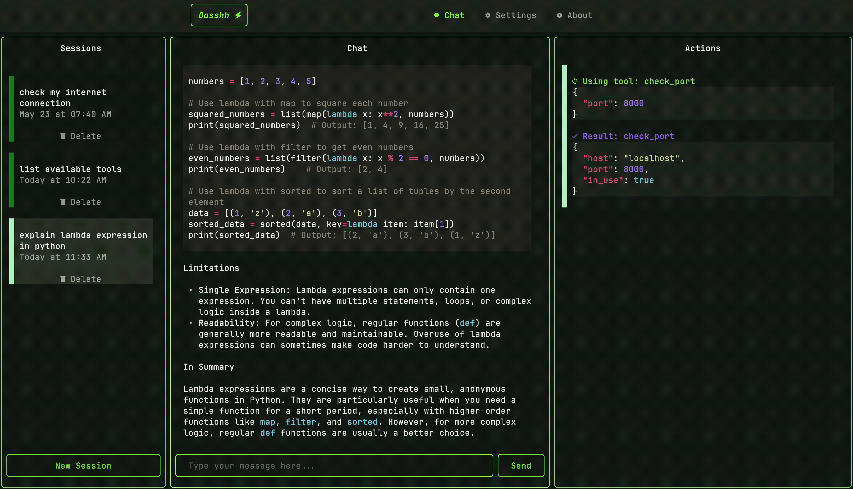 Interactive Chat UI